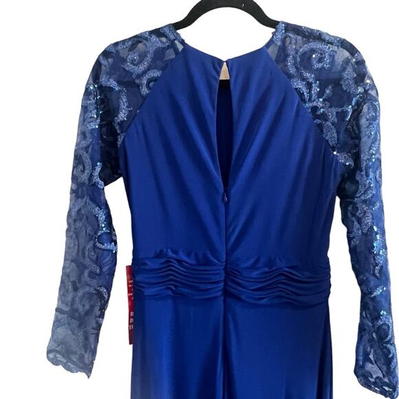 NWT MARINA 6 Royal Blue Lace Formal Gown Dress Size 6 - Picture 4 of 9